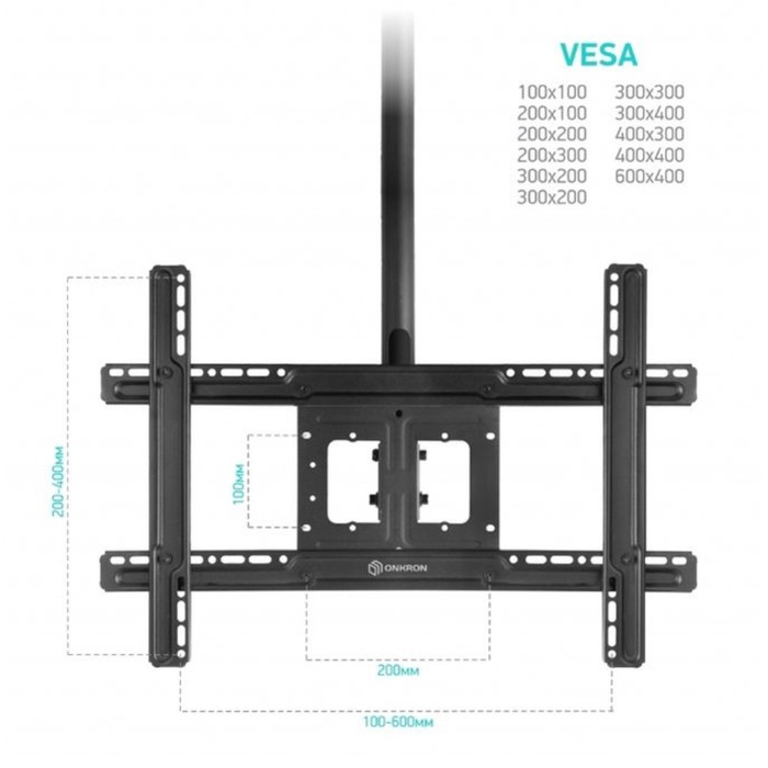 Кронштейн для телевизора Onkron N2L черный 32"-80" макс.68кг потолочный наклон - фото 51436526