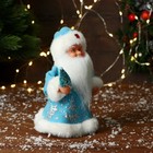 Дед Мороз "В узорчатой шубке с ёлочкой" 19 см, голубой - фото 3911221