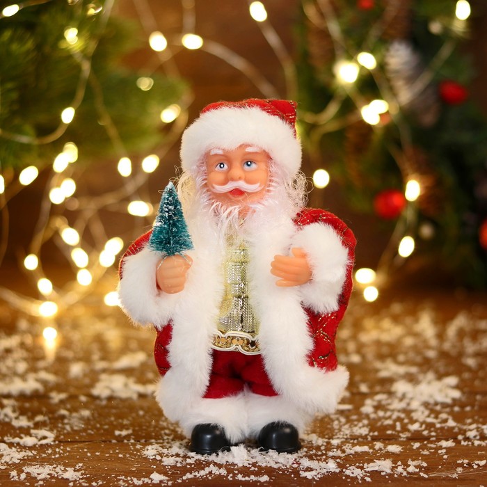 Дед Мороз "В узорчатой шубке с ёлочкой" 19 см, бело-красный - фото 1909312132