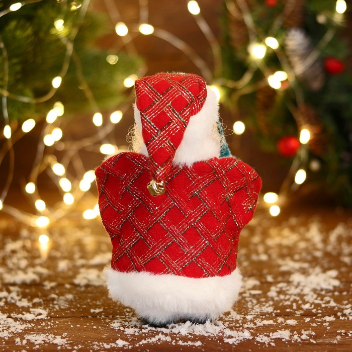 Дед Мороз "В узорчатой шубке с ёлочкой" 19 см, бело-красный - фото 1909312134