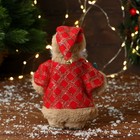 Дед Мороз "В узорчатой шубке с ёлочкой" 19 см, коричнево-красный - Фото 3