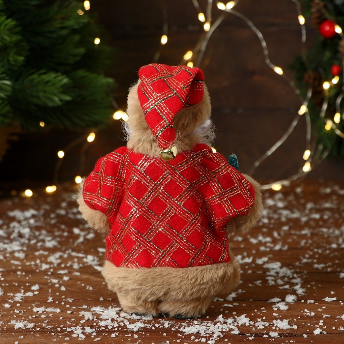 Дед Мороз "В узорчатой шубке с ёлочкой" 19 см, коричнево-красный - фото 1909312138