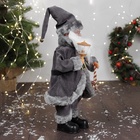 Дед Мороз под ёлку «Зимнее волшебство. Новогодняя игрушка с ремешком и с фонариком» двигается, с подсветкой, 40 см, серый - Фото 2