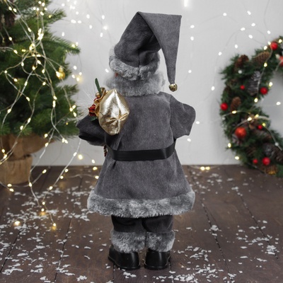 Дед Мороз под ёлку «Зимнее волшебство. Новогодняя игрушка с ремешком и с фонариком» двигается, с подсветкой, 40 см, серый