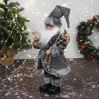 Дед Мороз под ёлку «Зимнее волшебство. Новогодняя игрушка с ремешком и с фонариком» двигается, с подсветкой, 40 см, серый - Фото 4