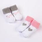 Набор носков для новорождённых 2 пары (4 шт.), махровые от 0 до 6 мес., цвет розовый - фото 320130215