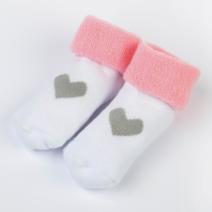 Набор носков для новорождённых 2 пары (4 шт.), махровые от 0 до 6 мес., цвет розовый - фото 1926823489