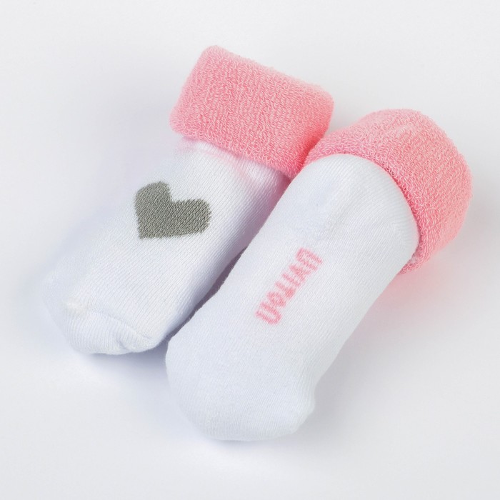 Набор носков для новорождённых 2 пары (4 шт.), махровые от 0 до 6 мес., цвет розовый - фото 1926823490