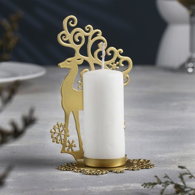 Металлический подсвечник на 1 свечу «Олень», 9.6×7×14.5 см, золотой
