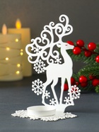 Металлический подсвечник на 1 свечу «Олень», 9.6×7×14.5 см, белый - Фото 5