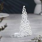 Подсвечник "Елка гламурная" металл на одну свечу, 9,9х13,4 см, белый - фото 22931214