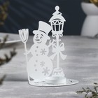 Подсвечник "Снеговик" металл на одну свечу, 10,7х15 см, белый - Фото 2