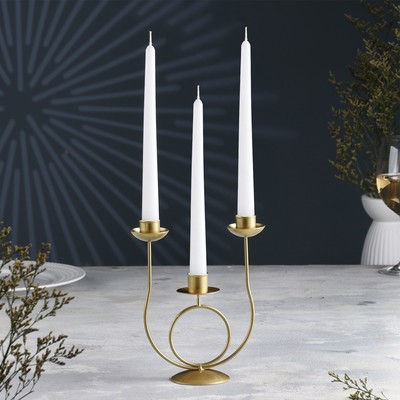 Подсвечник на 3 свечи «Канделябр. Трио», металл, 17×18 см, под золото