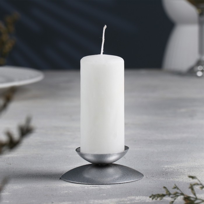 Подсвечник "Гадальный Н" металл на одну свечу, 7,3х3 см, серебро - Фото 1