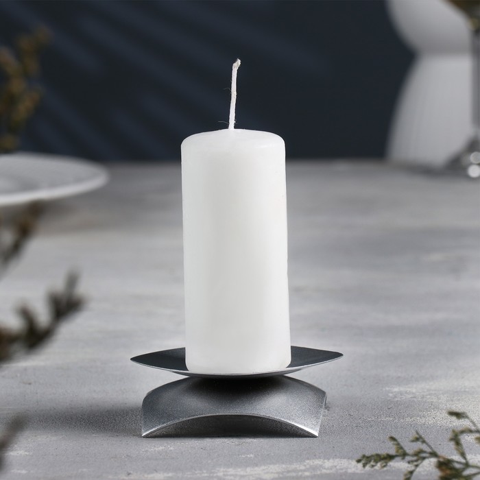 Подсвечник "Кварта Н" металл на одну свечу, 9,5х3 см, серебро - Фото 1