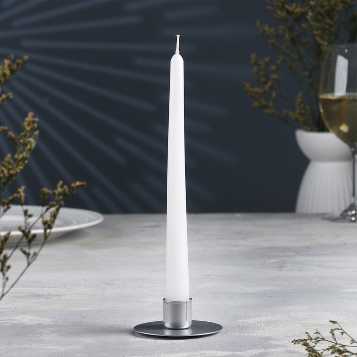 Подсвечник "Круг" металл на одну свечу, 7х3 см, серебро - Фото 1