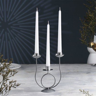 Подсвечник "Трио" металл на 3 свечи,17х18 см, серебро