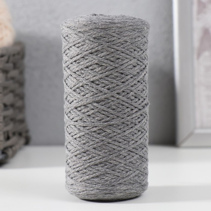 Шнур для вязания без сердечника 70% хлопок, 30% полиэстер 1мм 200м/60±10гр (08 - серый) - Фото 1