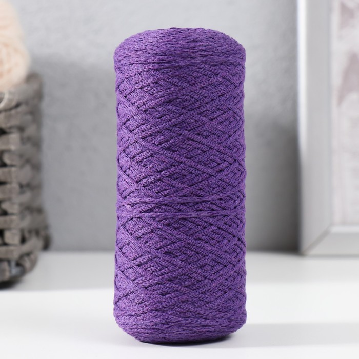 Шнур для вязания без сердечника 70% хлопок, 30% полиэстер 1мм 200м/65±10гр (34-фиолетовый) - Фото 1