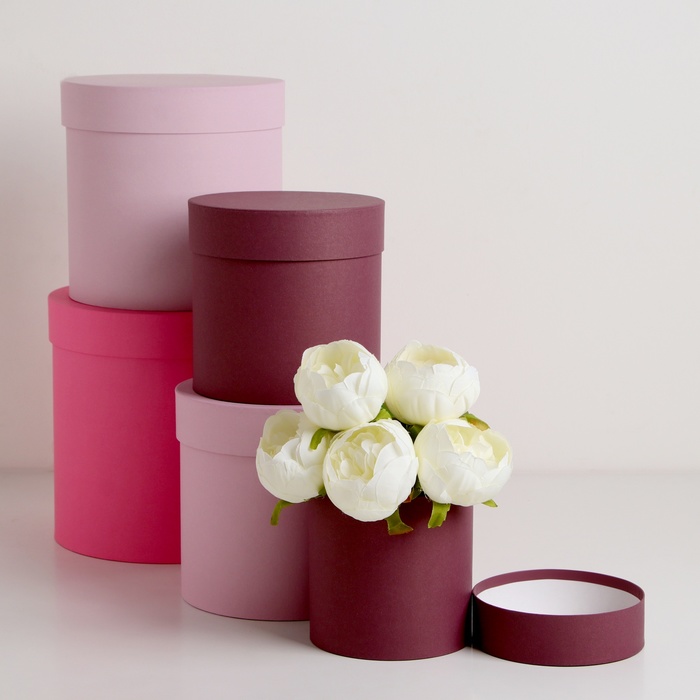 Набор круглых коробок 5 в 1, "Утонченность" 23х23-15х15 - Фото 1