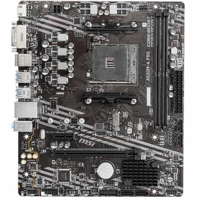 Материнская плата MSI A520M-A PRO Soc-AM4 AMD A520 2xDDR4 mATX AC`97 8ch(7.1) GbLAN RAID+DVI   10044 - Фото 1