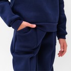 Костюм детский с начёсом (свитшот, брюки) MINAKU, цвет синий, рост 128 см - Фото 5
