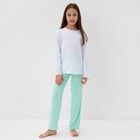 Пижама для девочки (кофта и брюки) MINAKU, цвет белый/мятный, рост 98 см - фото 24555993