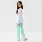 Пижама для девочки (кофта и брюки) MINAKU, цвет белый/мятный, рост 134 см - Фото 3