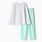Пижама для девочки (кофта и брюки) MINAKU, цвет белый/мятный, рост 146 см - фото 1974094