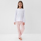 Пижама для девочки (кофта и брюки) MINAKU, цвет белый/розовый, рост 116 см - фото 320211034
