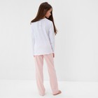 Пижама для девочки (кофта и брюки) MINAKU, цвет белый/розовый, рост 146 см - Фото 4