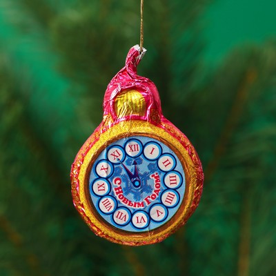 Шоколадная фигурка новогодняя на нитке «Часики», МИКС, 13 г