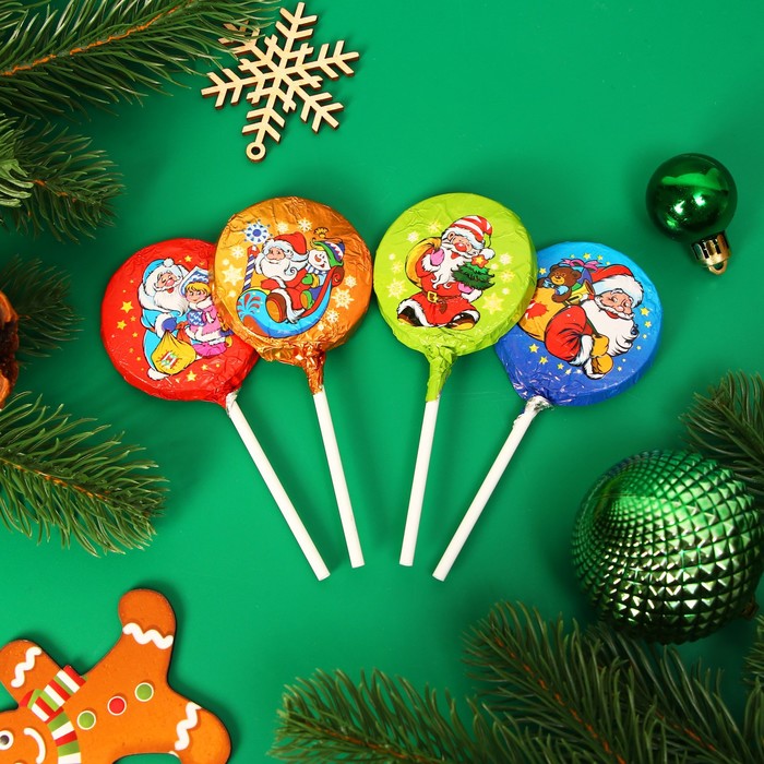 Шоколадная фигурка новогодняя Медаль на палочке « С Новый годом!», МИКС, 18 г - Фото 1