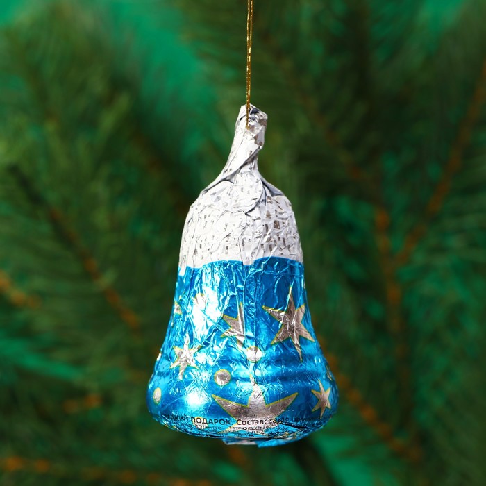 Шоколадная фигурка новогодняя «Колокольчик» на нитке, МИКС, 15 г - Фото 1