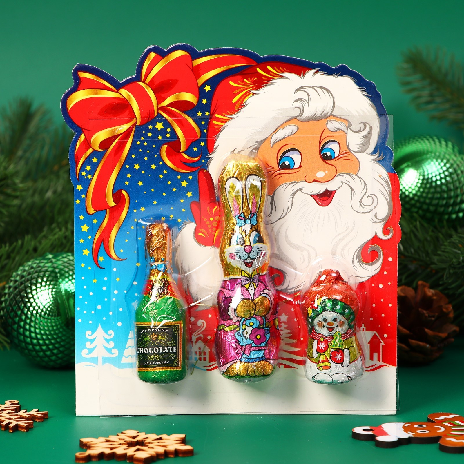 Набор фигурного шоколада "Новый год: Кролик с шампанским", 45 г ...