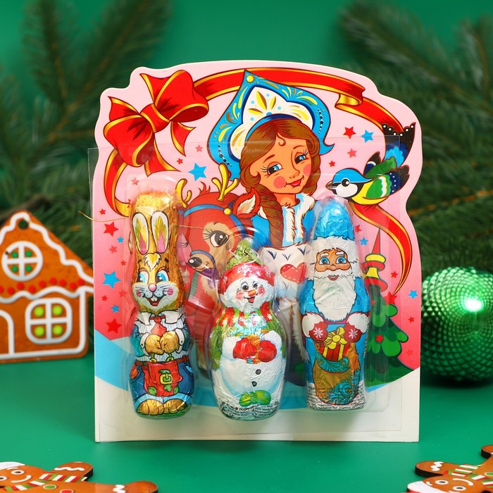 Набор фигурного шоколада «Дед мороз и кролик », 54 г - Фото 1