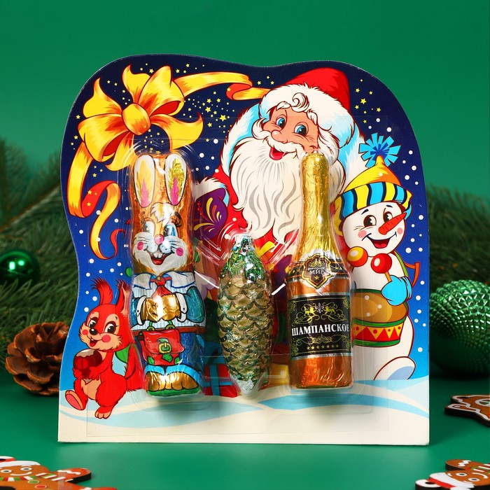 Шоколадный набор «Кролик, Шишка, Шампанское», 98 г - Фото 1