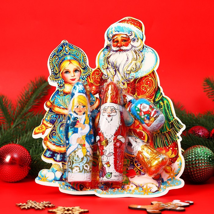 Набор фигурного шоколада «Дед Мороз, Снегурочка, Колокольчик», 110 г - Фото 1