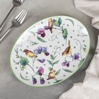 УЦЕНКА Блюдо фарфоровое для подачи Доляна «Зелёный сад», 25×18,5 см, цвет белый - Фото 1