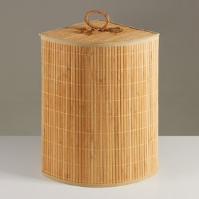 Корзина для хранения, угловая, с крышкой и ручками, складная, 32 х 32 х 50 см, бамбук, джут