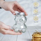 УЦЕНКА Баночка стеклянная для мёда и варенья «Медвежонок», 100 мл, 6×8,5 см - Фото 4