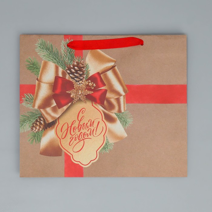 Пакет крафтовый горизонтальный «Подарок в Новый год», ML 27 × 23 × 11.5 см 9564899