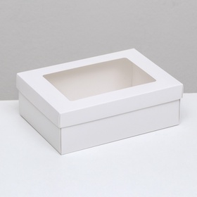 Коробка подарочная складная, упаковка, «Белая», с окном 21?15?7 см (комплект 5 шт)