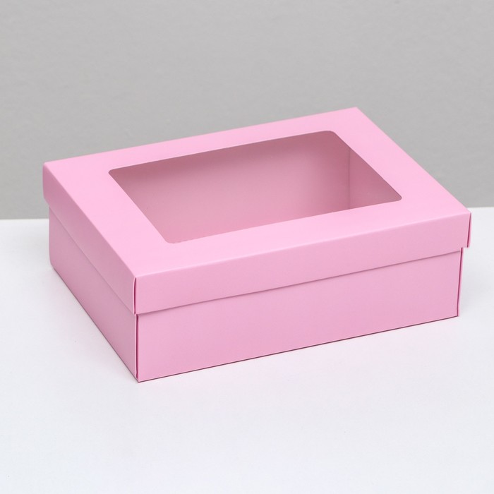 Коробка складная «Розовая», с окном 21 х 15 х 7 см