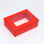Коробка подарочная складная, упаковка, «Красная», с окном, 21×15×7 см - Фото 2