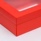 Коробка подарочная складная, упаковка, «Красная», с окном, 21×15×7 см - Фото 3