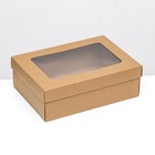 Коробка складная, крышка-дно, с окном, крафт, 24 х 17 х 8 см - фото 320130790
