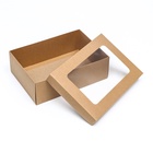 Коробка подарочная складная, упаковка, крышка-дно, с окном, крафт, 24×17×8 см 9702411