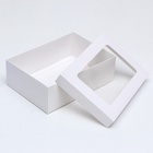 Коробка подарочная складная, упаковка, крышка - дно, с окном, белая, 24×17×8 см 9702413