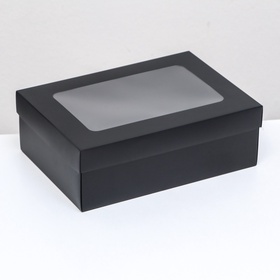 Коробка подарочная складная, упаковка, крышка-дно, с окном, чёрная, 24?17?8 см (комплект 5 шт)